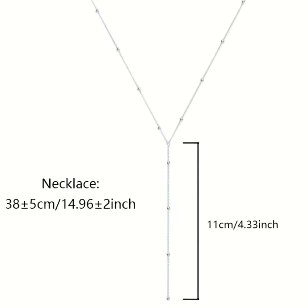 925 Sterling Silver Sparking Tassel Fine Delicate Chain Choker - Picture 2 of 3